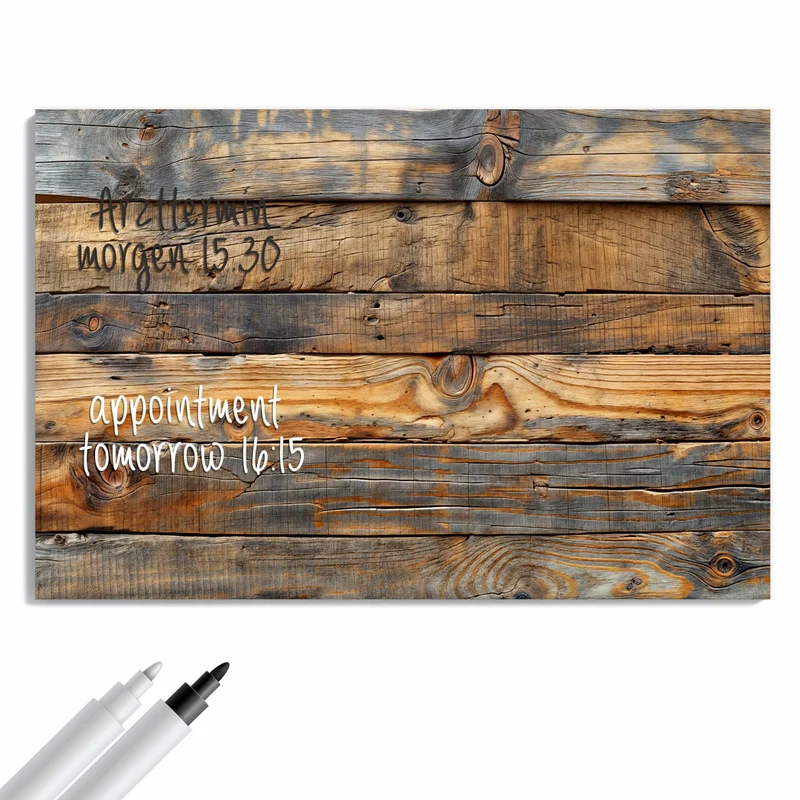 Metall Magnettafel - Holzwandoptik