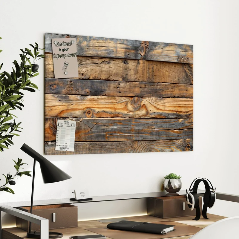 Metall Magnettafel - Holzwandoptik