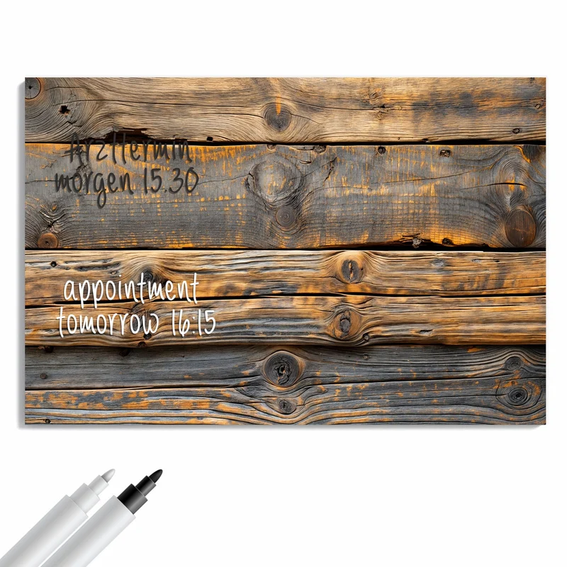Metall Magnettafel - Rustikale Holzplanken