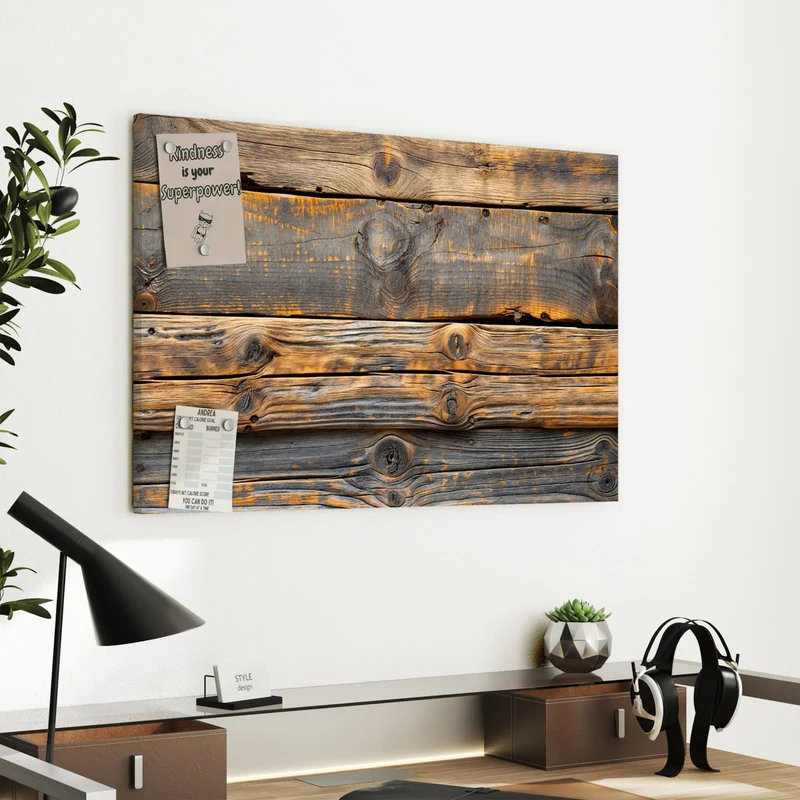 Metall Magnettafel - Rustikale Holzplanken