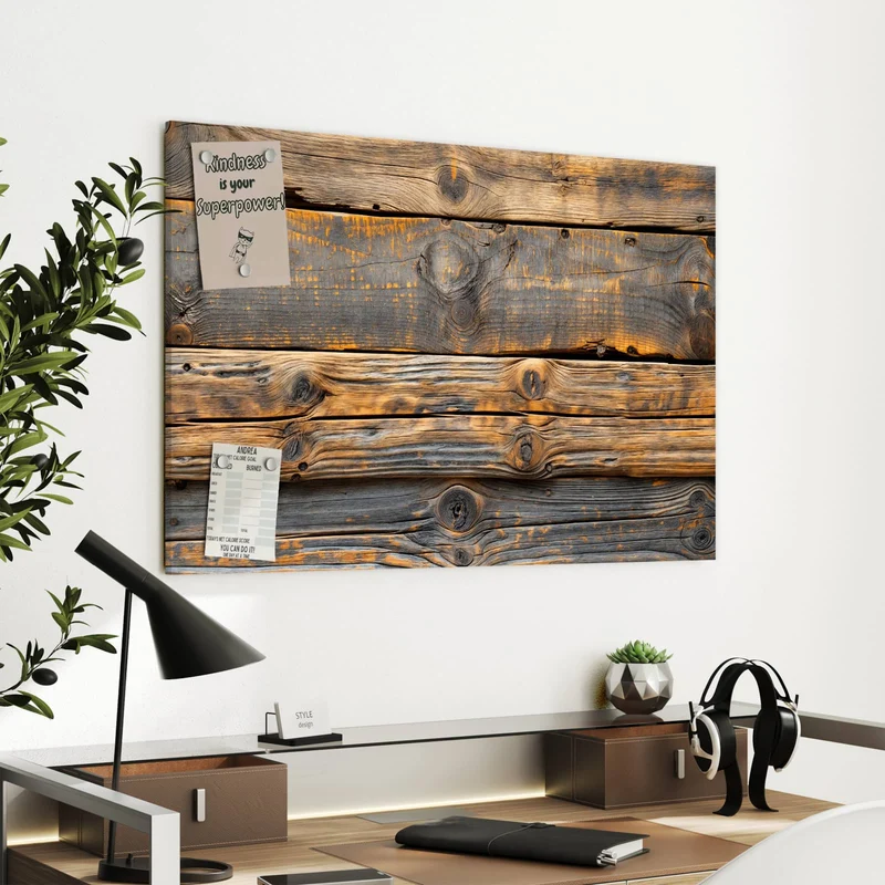 Metall Magnettafel - Rustikale Holzplanken