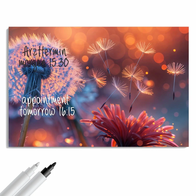 Metall Magnettafel - Glühende Pusteblume