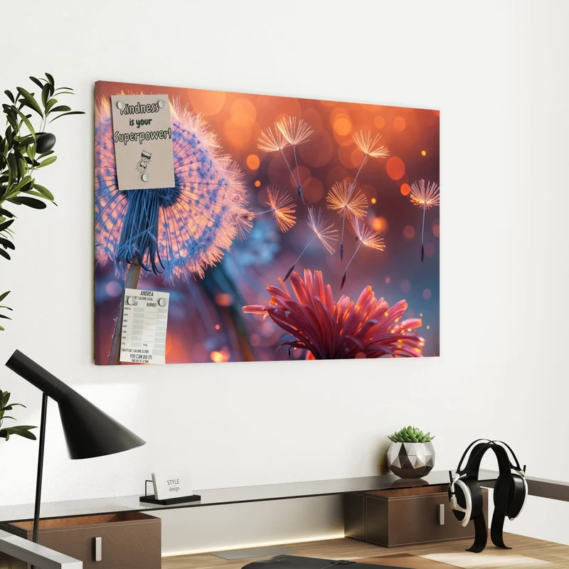 Metall Magnettafel - Glühende Pusteblume