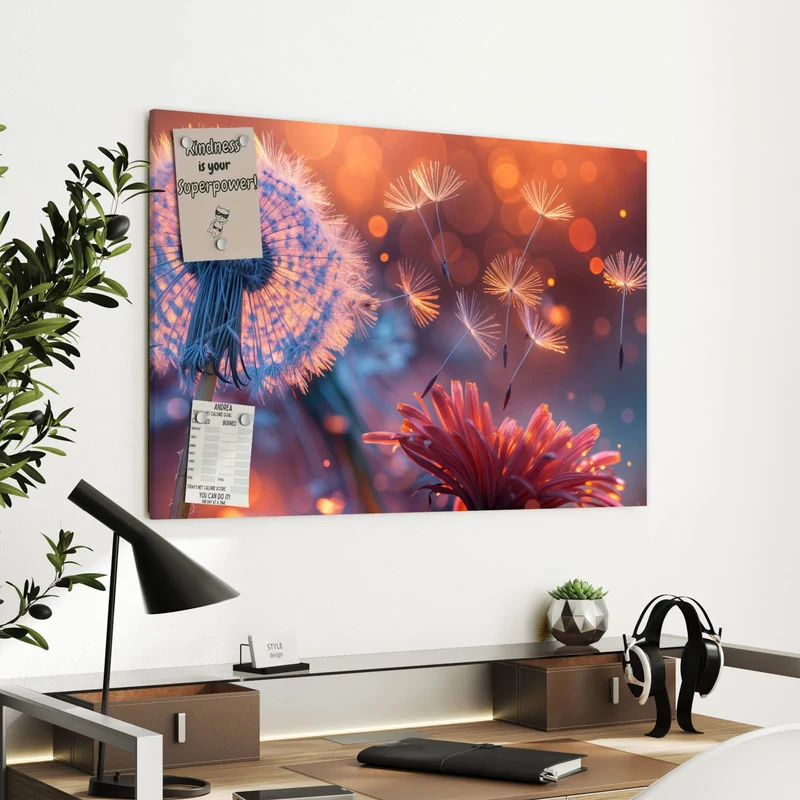 Metall Magnettafel - Glühende Pusteblume