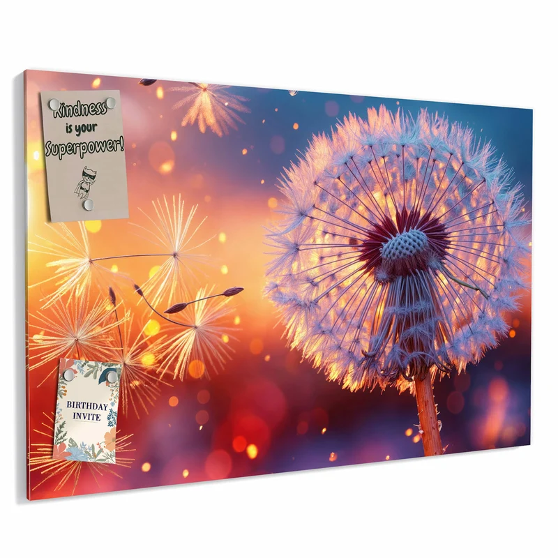 Metall Magnettafel - Pusteblume im Abendlicht
