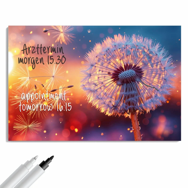 Metall Magnettafel - Pusteblume im Abendlicht
