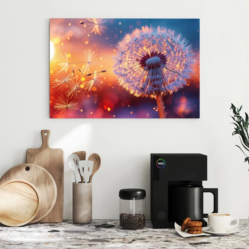 Metall Magnettafel - Pusteblume im Abendlicht
