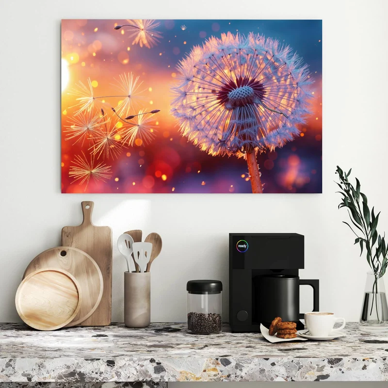 Metall Magnettafel - Pusteblume im Abendlicht