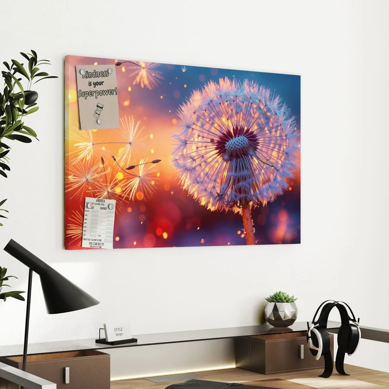 Metall Magnettafel - Pusteblume im Abendlicht