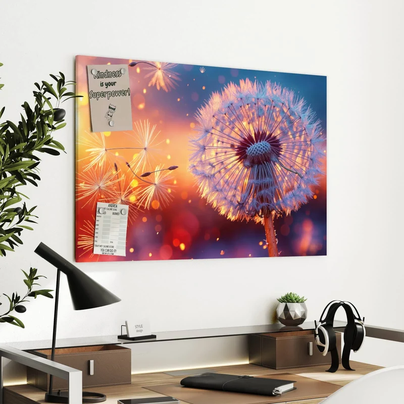 Metall Magnettafel - Pusteblume im Abendlicht