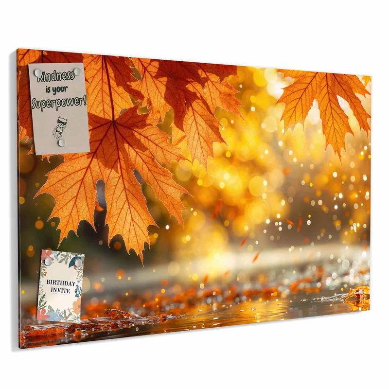 Metall Magnettafel - Orange Ahornblätter