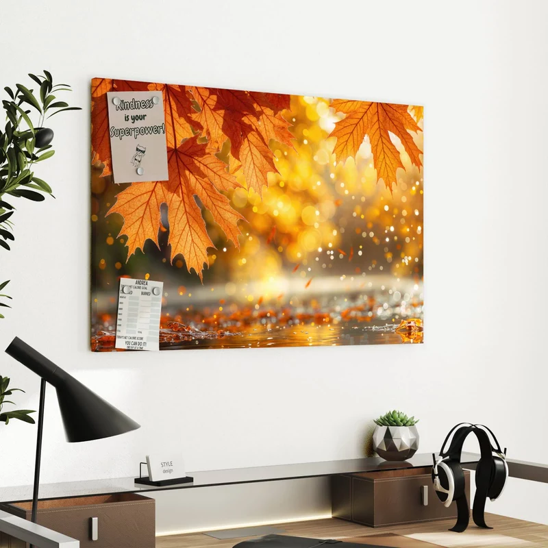 Metall Magnettafel - Orange Ahornblätter