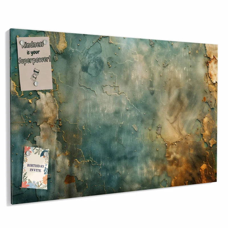 Metall Magnettafel - Türkise Patina mit Gold