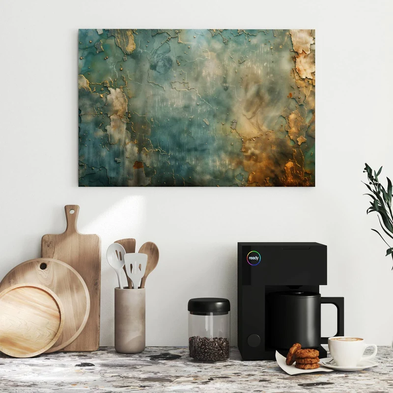 Metall Magnettafel - Türkise Patina mit Gold