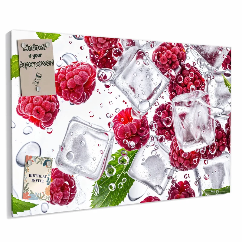 Metall Magnettafel - Himbeeren im Eis