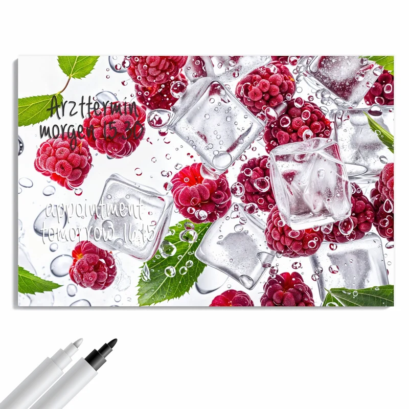 Metall Magnettafel - Himbeeren im Eis