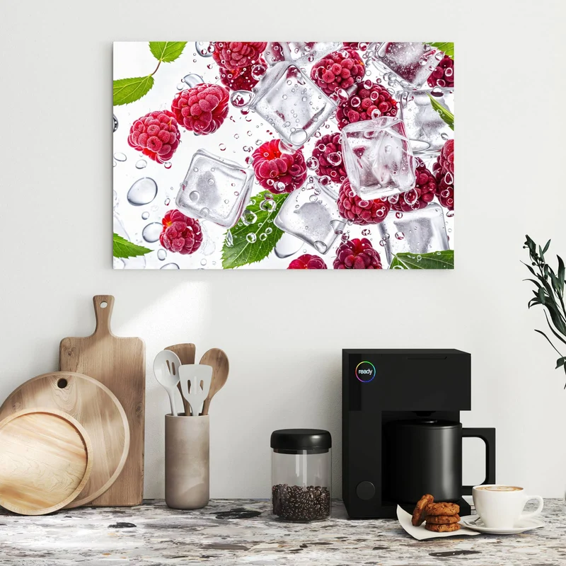 Metall Magnettafel - Himbeeren im Eis