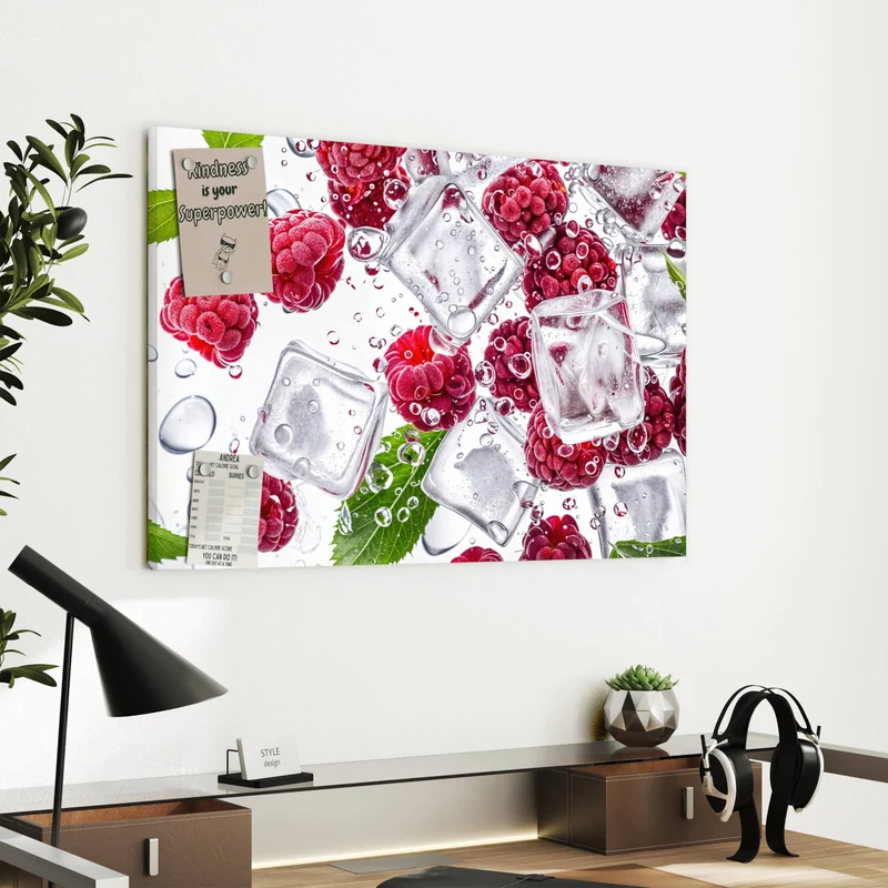 Metall Magnettafel - Himbeeren im Eis