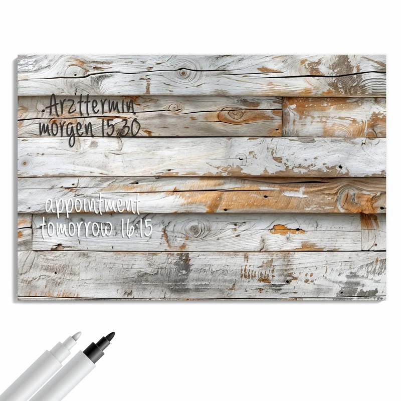 Metall Magnettafel - Gekalktes Altholz
