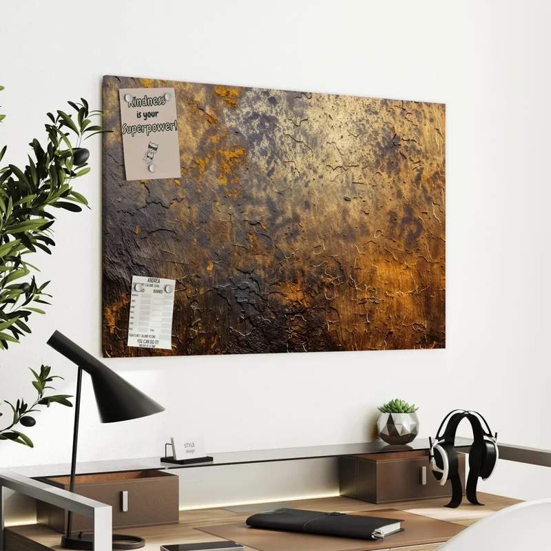Metall Magnettafel - Goldbrauner Rost
