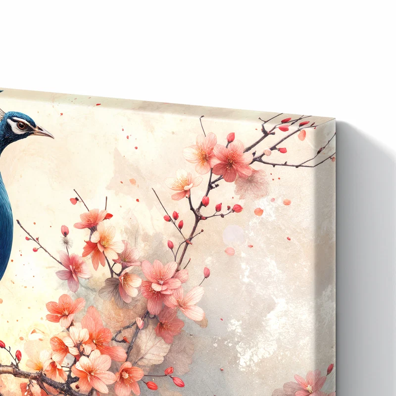 Metall Magnettafel - Pfau auf Kirschzweig