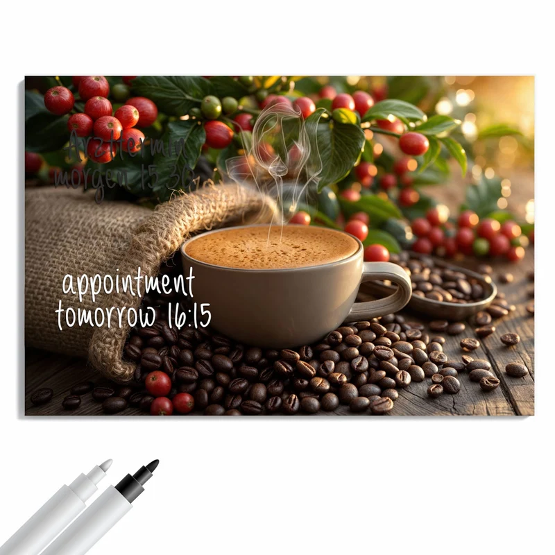 Metall Magnettafel - Tasse mit Kaffeekirschen