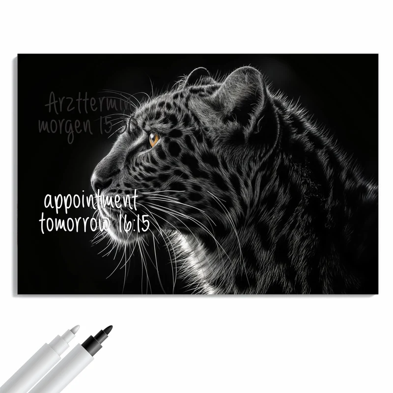 Metall Magnettafel - Leopard im Profil
