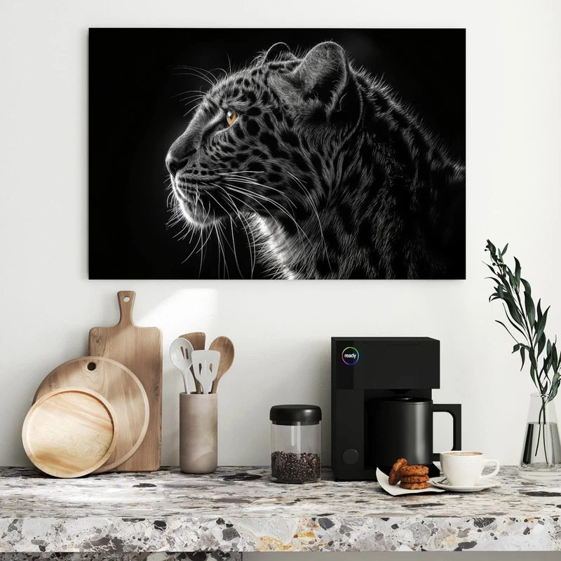 Metall Magnettafel - Leopard im Profil
