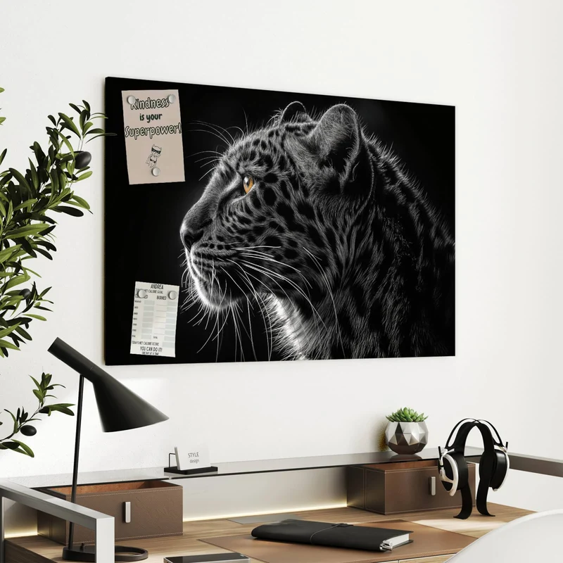 Metall Magnettafel - Leopard im Profil