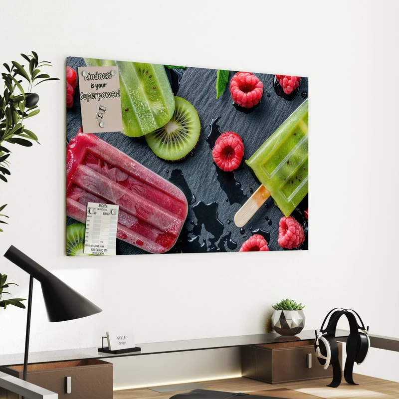 Metall Magnettafel - Fruchteis auf Schiefer
