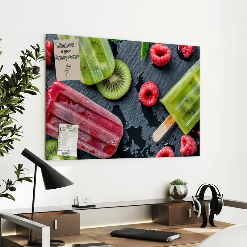 Metall Magnettafel - Fruchteis auf Schiefer