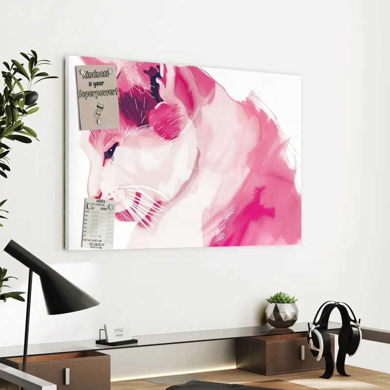 Metall Magnettafel - Pinke Aquarellkatze