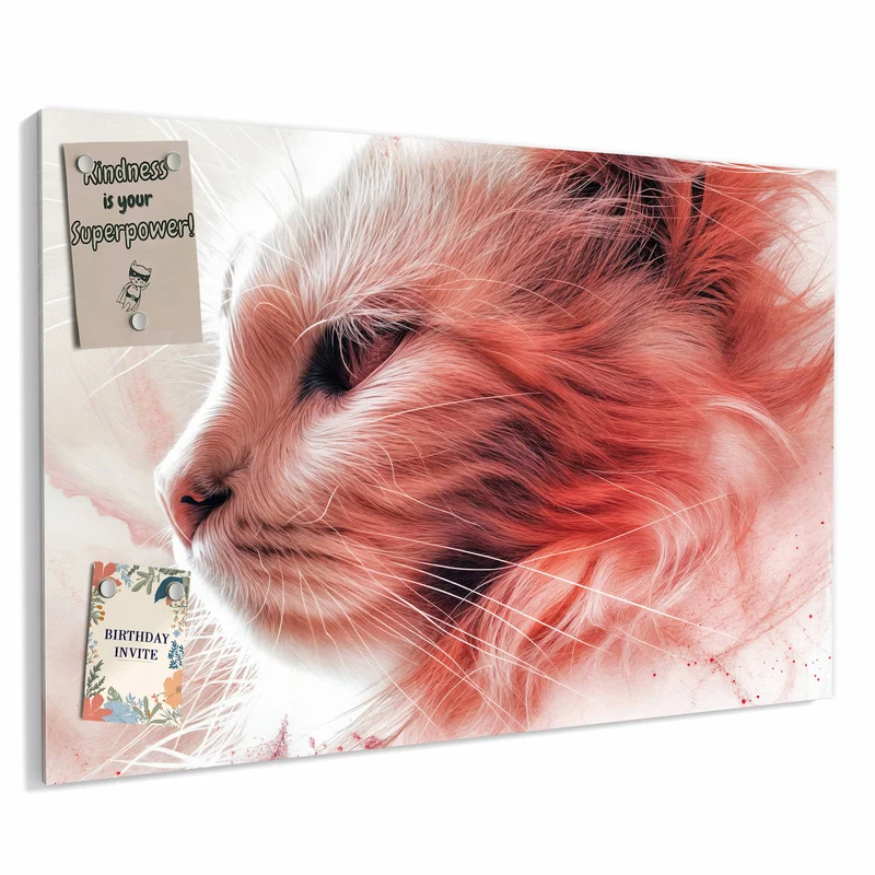 Metall Magnettafel - Katzenprofil in Rot