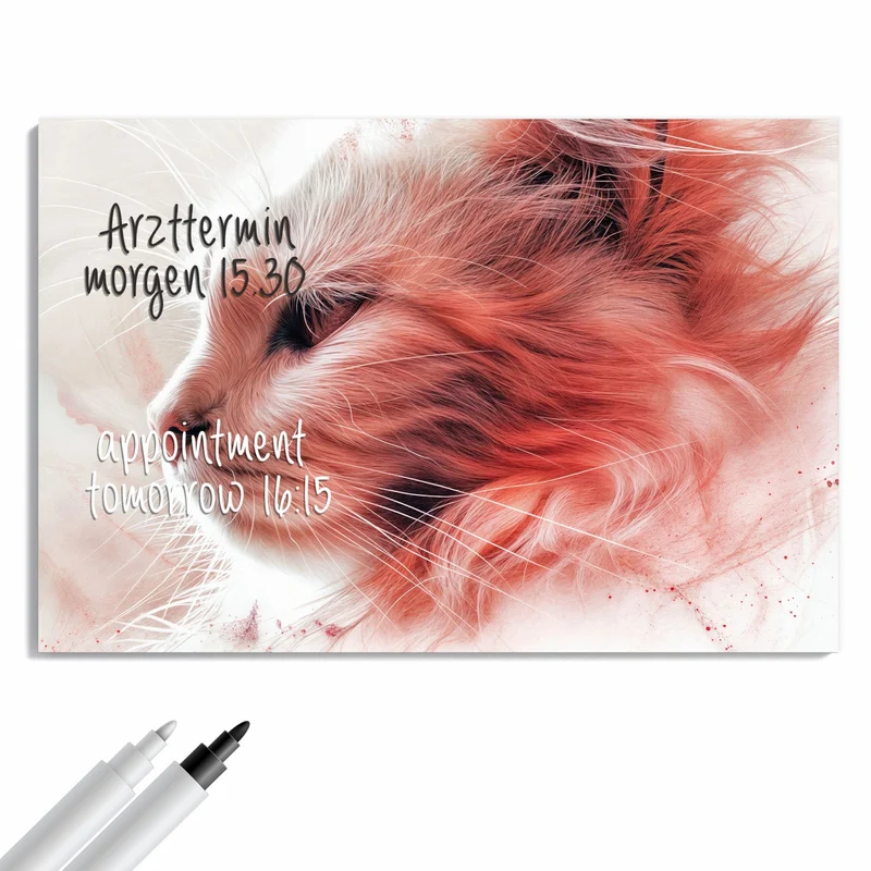 Metall Magnettafel - Katzenprofil in Rot