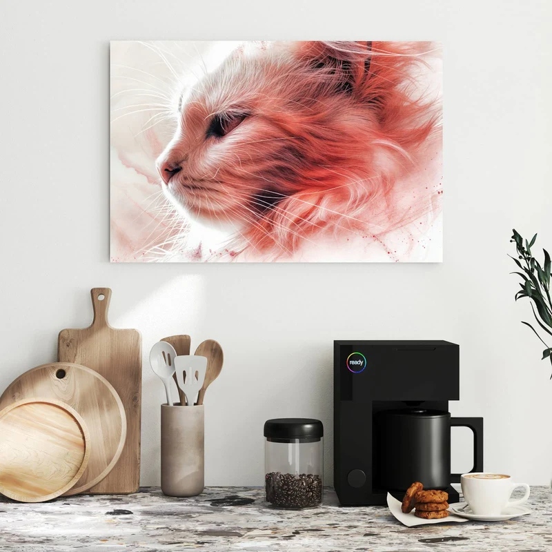 Metall Magnettafel - Katzenprofil in Rot