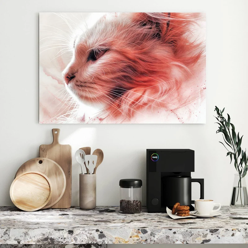 Metall Magnettafel - Katzenprofil in Rot