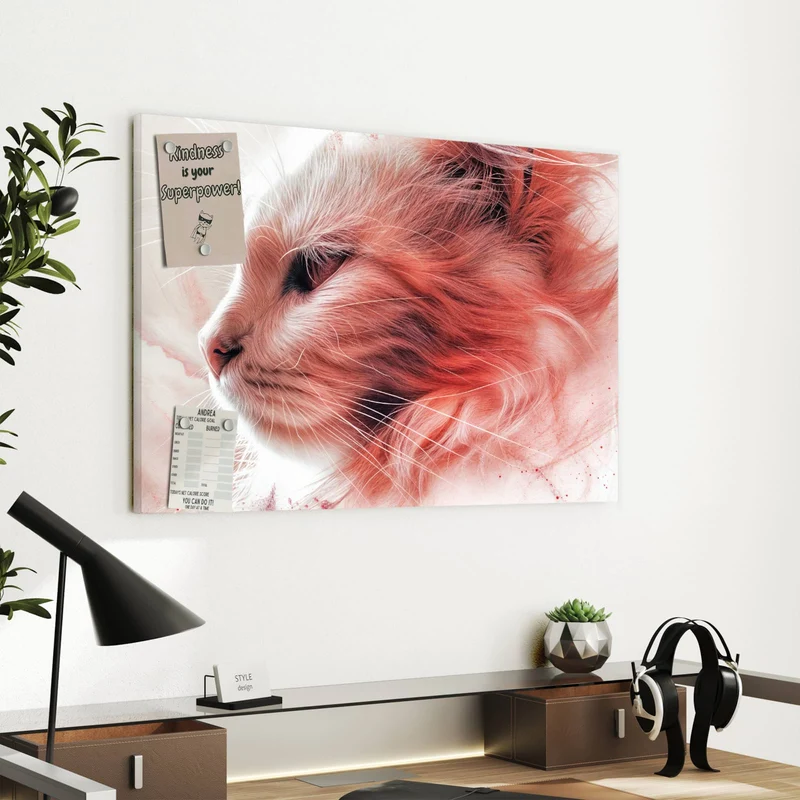 Metall Magnettafel - Katzenprofil in Rot