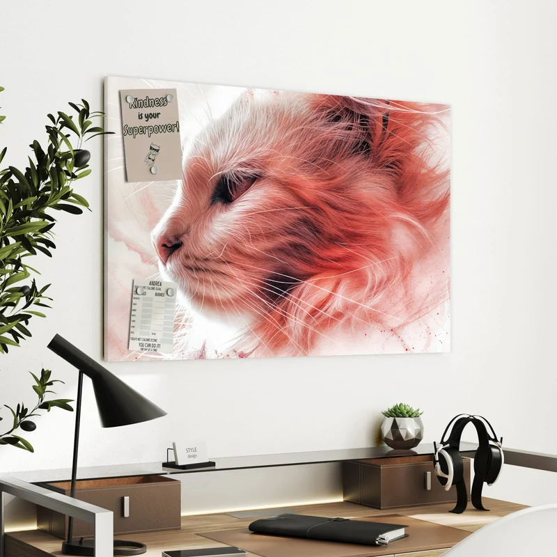 Metall Magnettafel - Katzenprofil in Rot