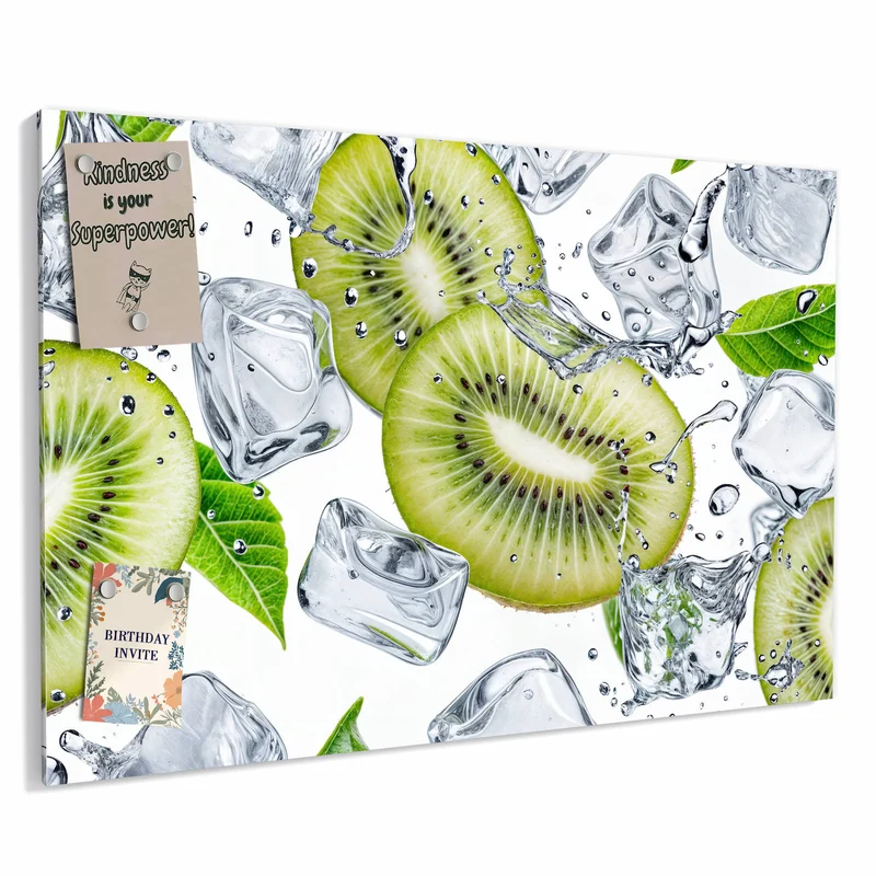 Metall Magnettafel - Kiwi und Eiswürfel
