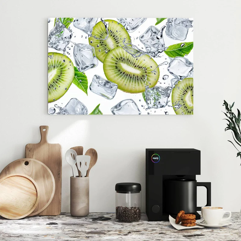 Metall Magnettafel - Kiwi und Eiswürfel