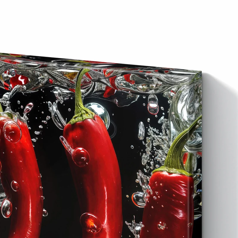 Metall Magnettafel - Chilis im dunklen Wasser