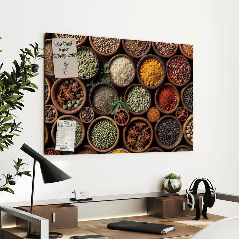 Metall Magnettafel - Bunte Gewürzschalen