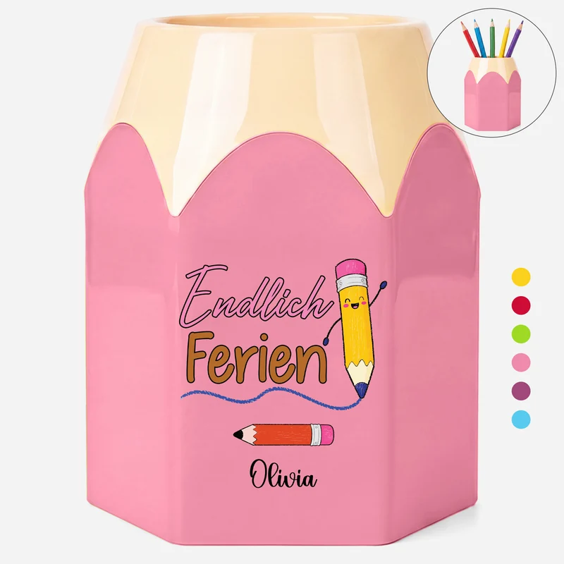Endlich Ferien - Personalisiertes Geschenk Lehrer | Stiftehalter