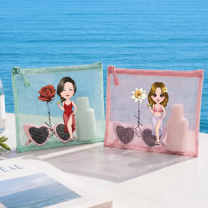 Frau Sommer Meer Geburtsblume Monat - Personalisiertes Geschenk | Dokumententasche Mit Reißverschluss