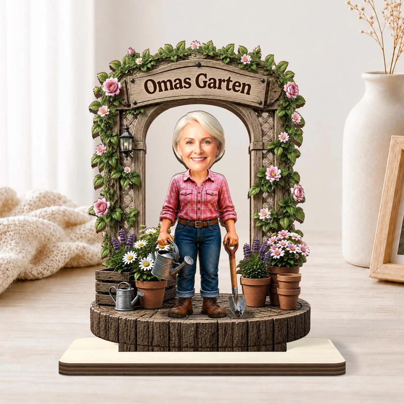 [3D-Optik] Opas Garten - Personalisierte Geschenke Foto | Holzaufsteller Mit Standfuß Opa Oma