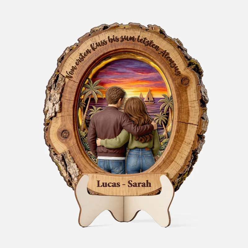 [3D-Optik] Liebespaar - Personalisierte Paar Geschenke | Holzaufsteller