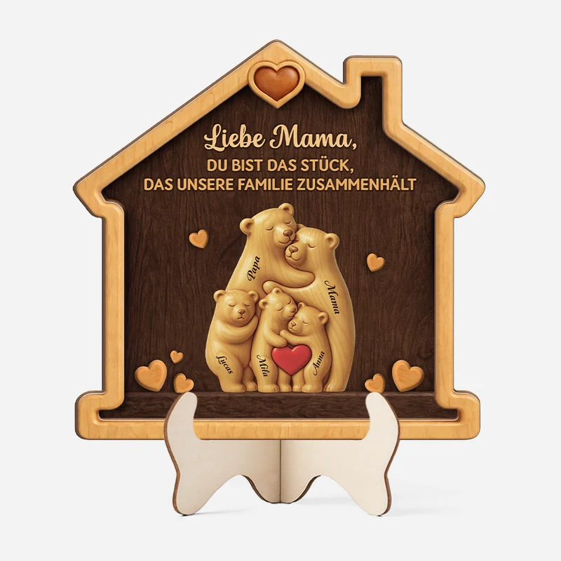 Mama Du Bist Das Puzzlestück Das Uns Zusammenhält - Personalisiertes Geschenk | Holzaufsteller Mama/Papa