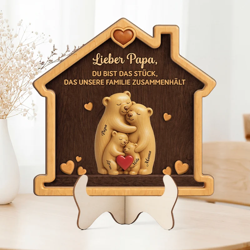 Mama Du Bist Das Puzzlestück Das Uns Zusammenhält - Personalisiertes Geschenk | Holzaufsteller Mama/Papa