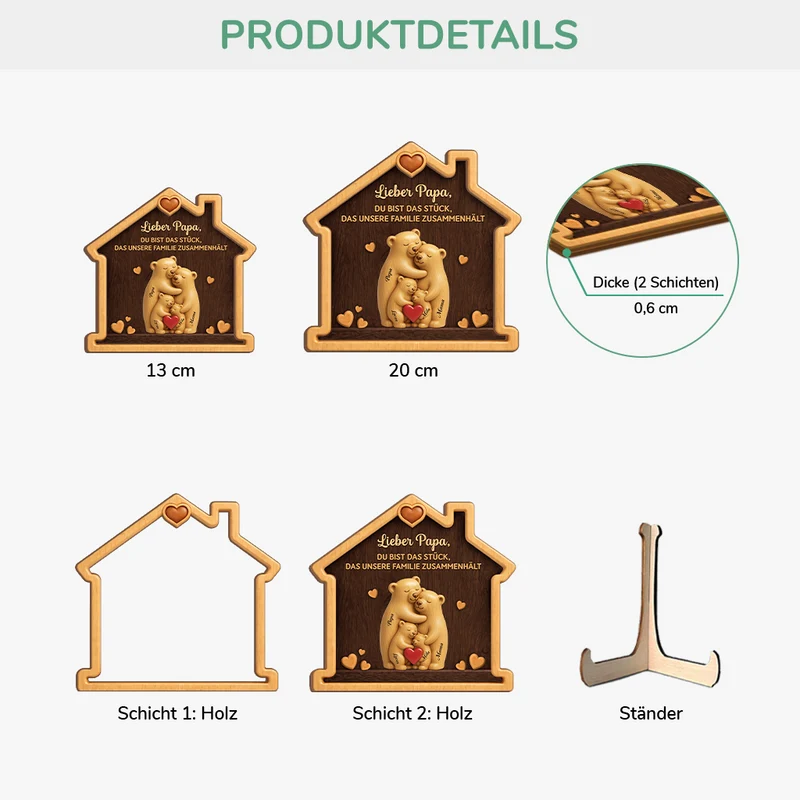Mama Du Bist Das Puzzlestück Das Uns Zusammenhält - Personalisiertes Geschenk | Holzaufsteller Mama/Papa
