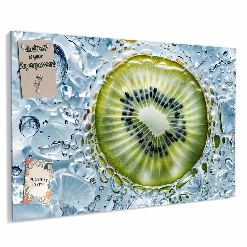 Metall Magnettafel - Kiwi in Wasserblasen